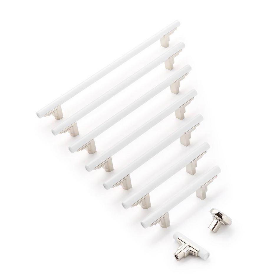 6-5/16" Anberlin Two Tone Cabinet Pull Matte White - Polished Nickel, , large image number 1