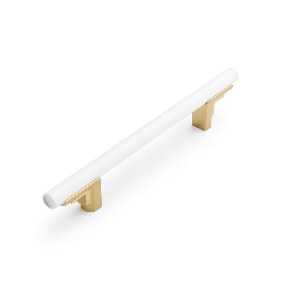 6-5/16" Anberlin Two Tone Cabinet Pull Matte White - Golden Champagne, , large image number 0