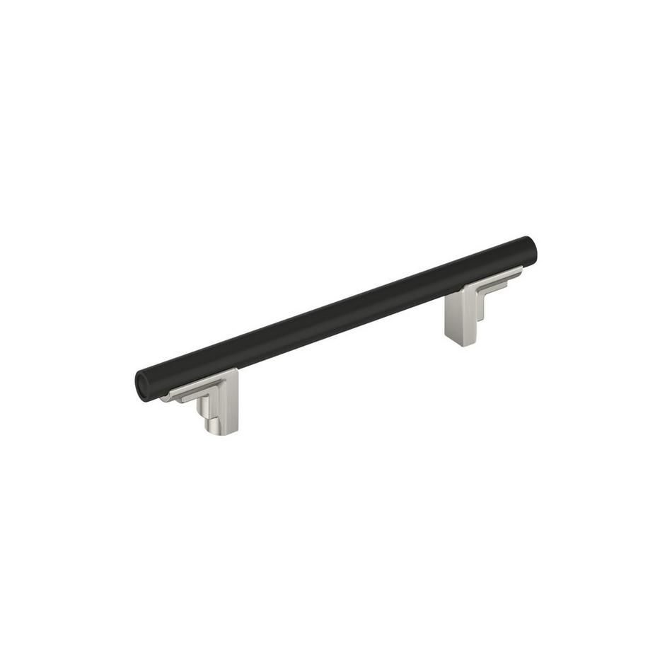 5-1/16" Anberlin Two Tone Cabinet Pull Matte Black - Satin Nickel, , large image number 0