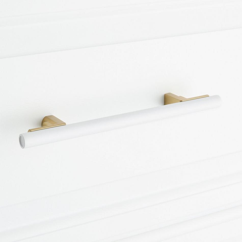 5-1/16" Anberlin Two Tone Cabinet Pull Matte White - Golden Champagne, , large image number 5