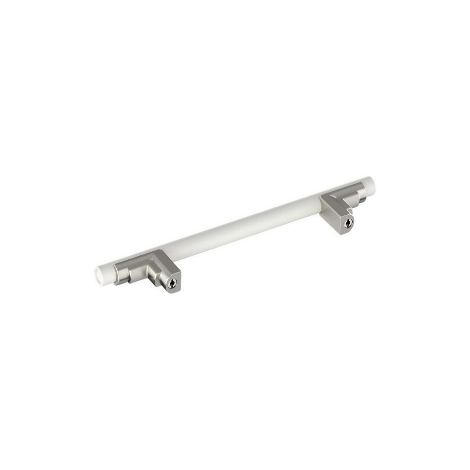 5-1/16" Anberlin Two Tone Cabinet Pull Matte White - Satin Nickel, , large image number 2