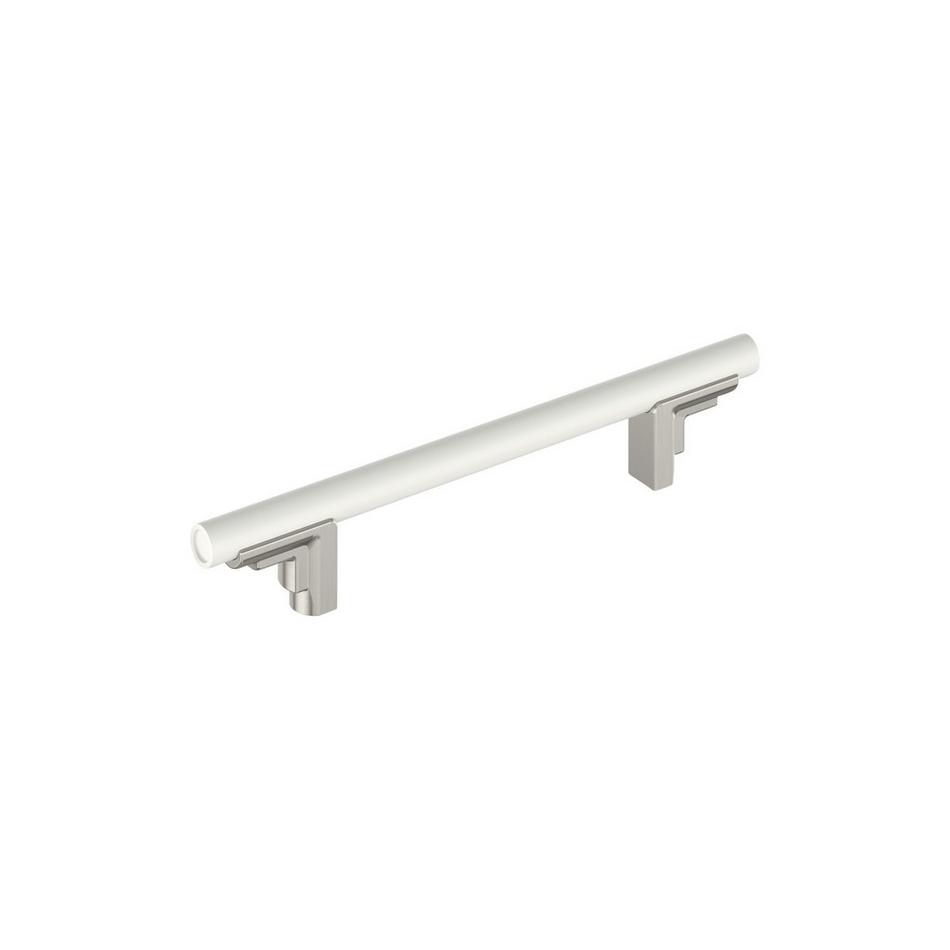5-1/16" Anberlin Two Tone Cabinet Pull Matte White - Satin Nickel, , large image number 0