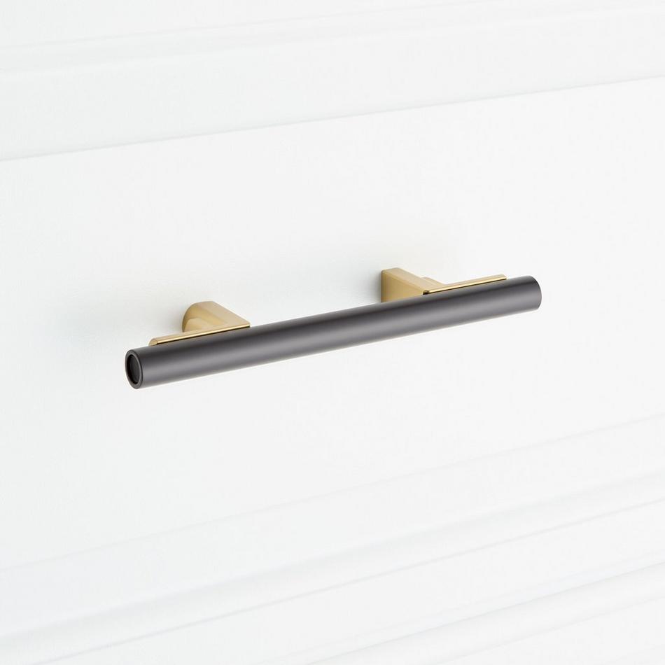 3-3/4" Anberlin Two Tone Cabinet Pull Matte Black - Golden Champagne, , large image number 5