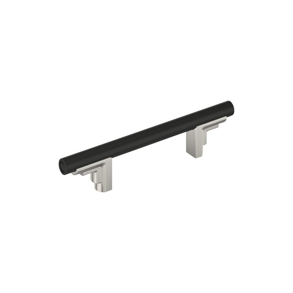 3-3/4" Anberlin Two Tone Cabinet Pull Matte Black - Satin Nickel, , large image number 0