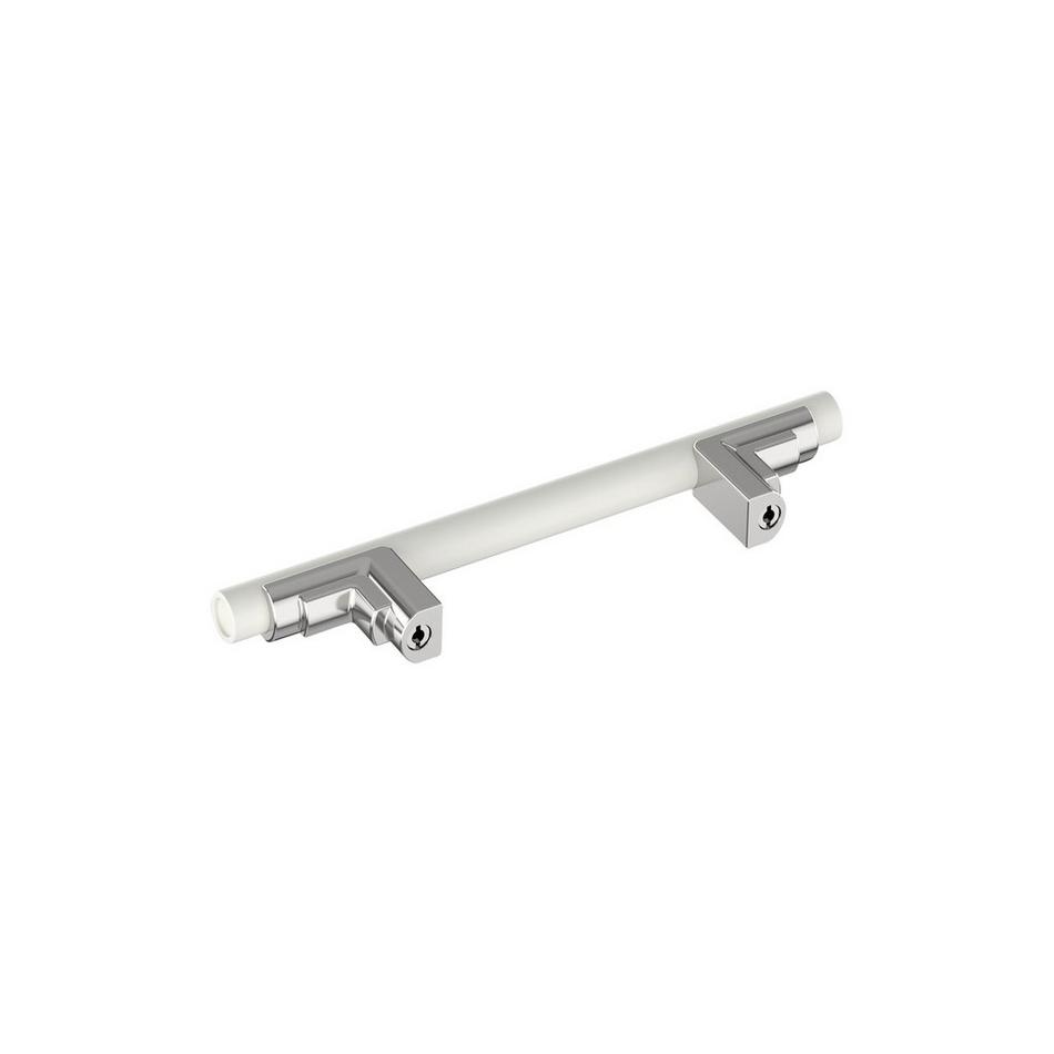 3-3/4" Anberlin Two Tone Cabinet Pull Matte White - Polished Chrome, , large image number 2