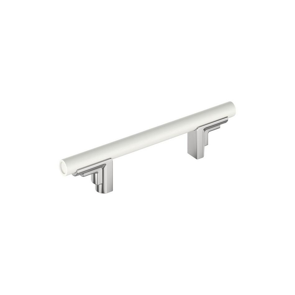 3-3/4" Anberlin Two Tone Cabinet Pull Matte White - Polished Chrome, , large image number 0