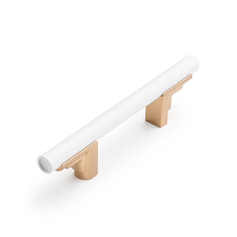 3-3/4" Anberlin Two Tone Cabinet Pull Matte White - Champagne Bronze, , large image number 0