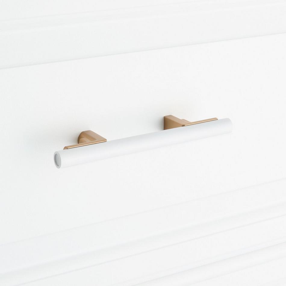 3-3/4" Anberlin Two Tone Cabinet Pull Matte White - Champagne Bronze, , large image number 5