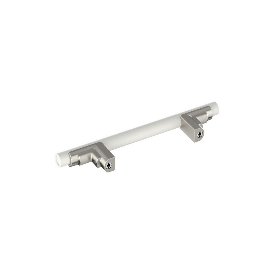 3-3/4" Anberlin Two Tone Cabinet Pull Matte White - Satin Nickel, , large image number 3
