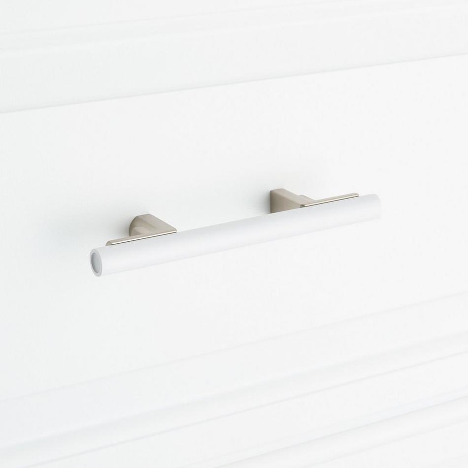 3-3/4" Anberlin Two Tone Cabinet Pull Matte White - Satin Nickel, , large image number 5