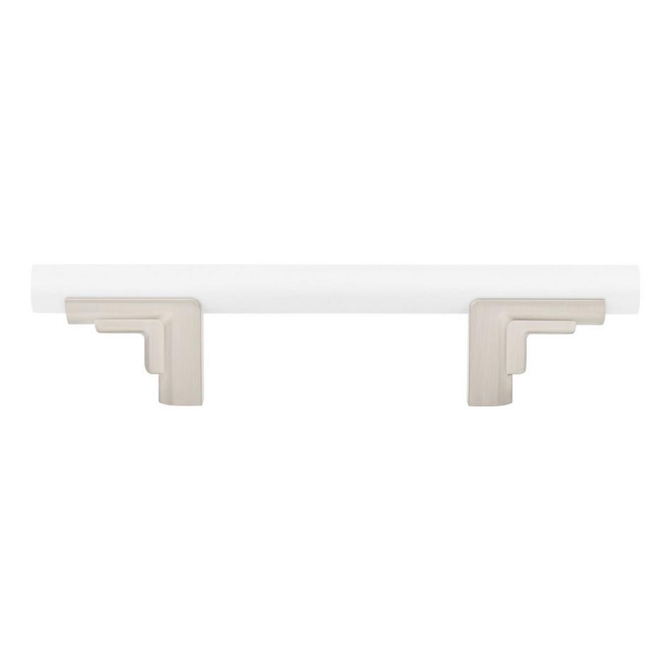 3-3/4" Anberlin Two Tone Cabinet Pull Matte White - Satin Nickel, , large image number 2