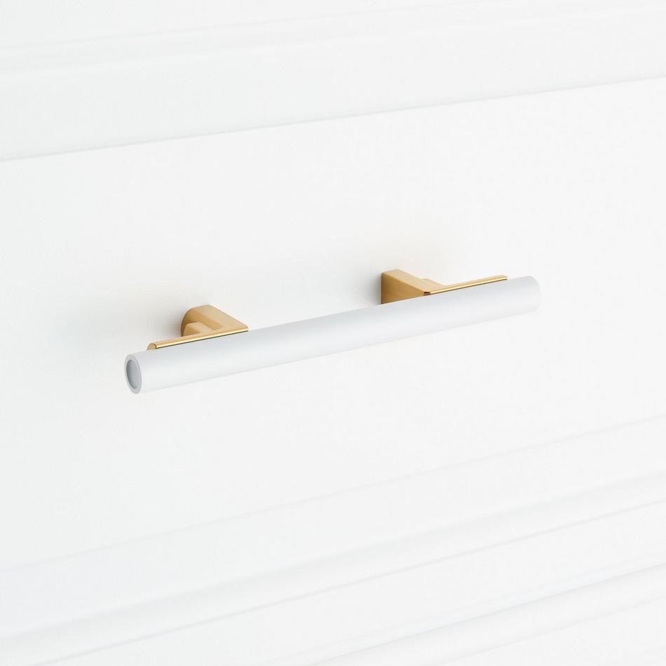 3" Anberlin Two Tone Cabinet Pull Matte White - Brushed Gold, , large image number 5