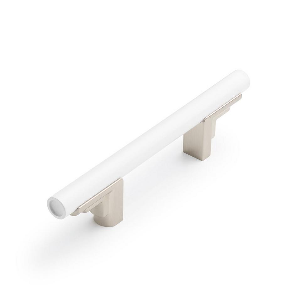 3" Anberlin Two Tone Cabinet Pull Matte White - Satin Nickel, , large image number 0