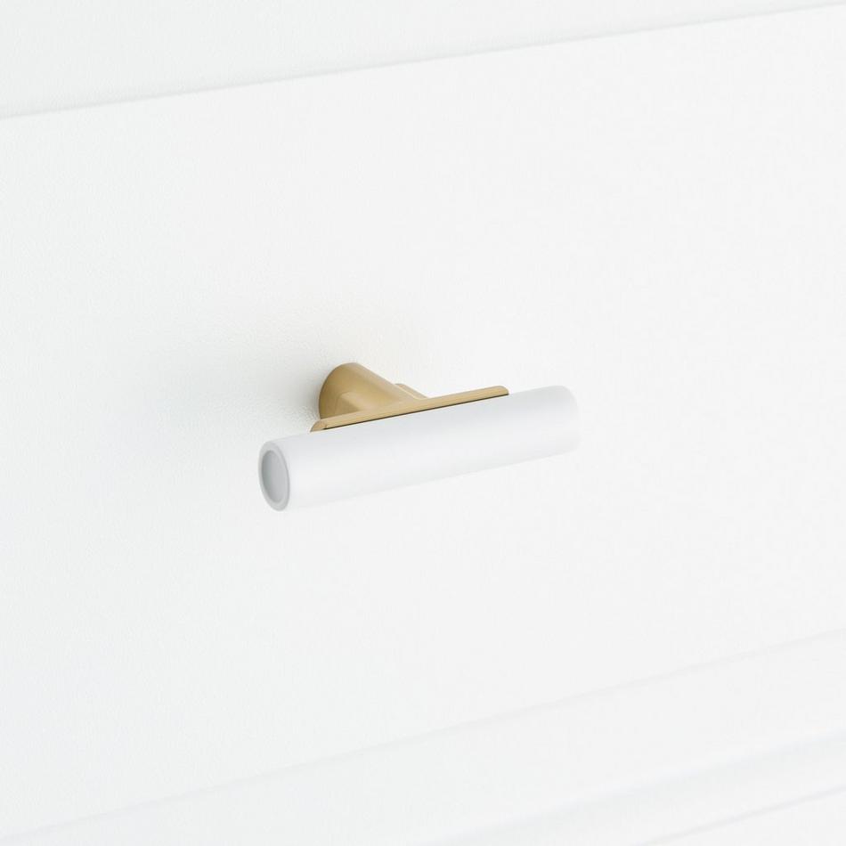 Anberlin T-Shaped Two Tone Cabinet Knob Matte White - Golden Champagne, , large image number 5