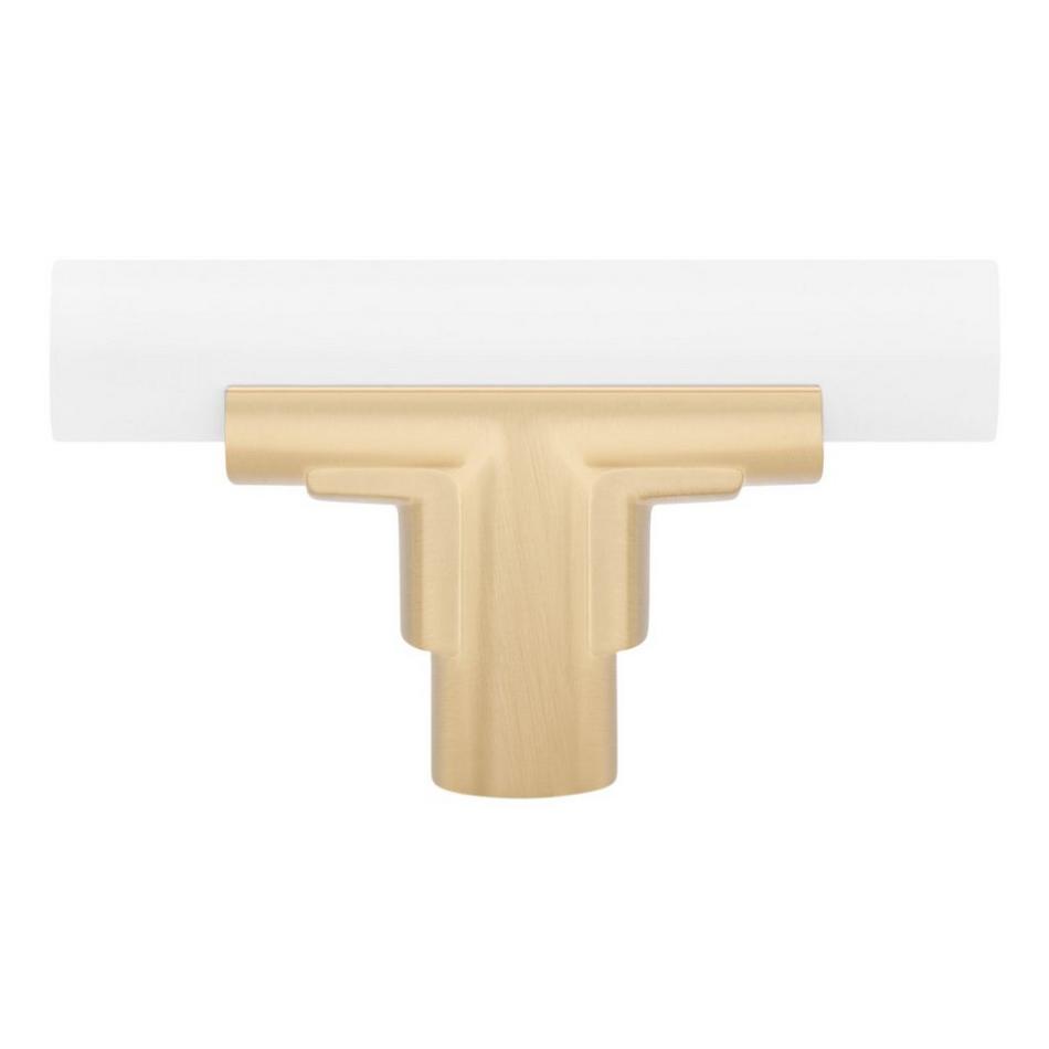 Anberlin T-Shaped Two Tone Cabinet Knob Matte White - Golden Champagne, , large image number 2