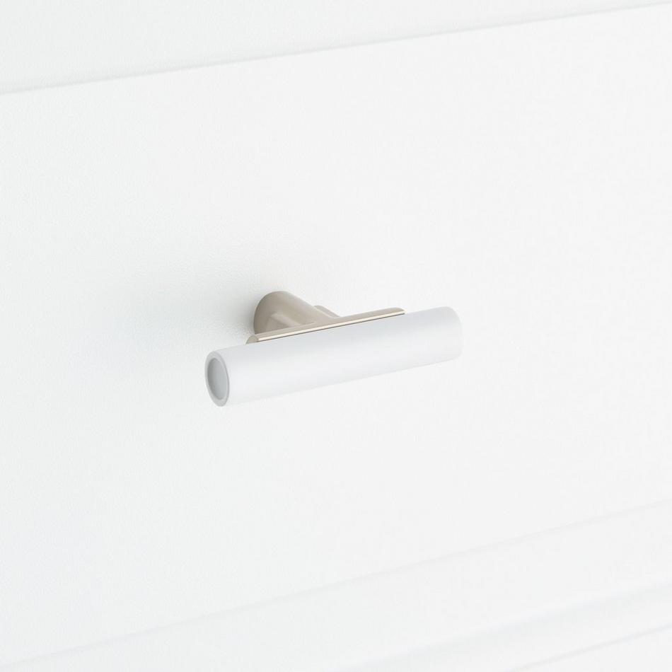 Anberlin T-Shaped Two Tone Cabinet Knob Matte White - Satin Nickel, , large image number 5