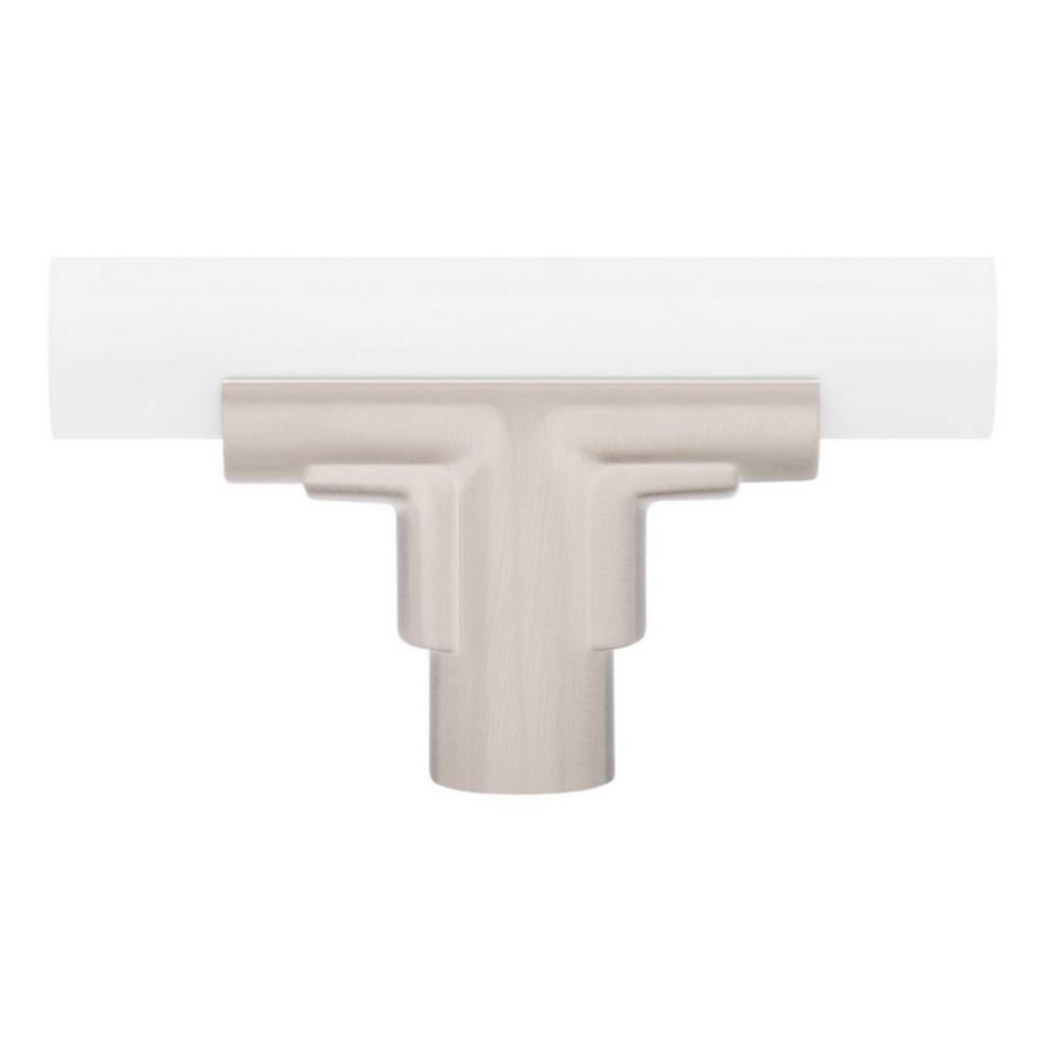 Anberlin T-Shaped Two Tone Cabinet Knob Matte White - Satin Nickel, , large image number 2