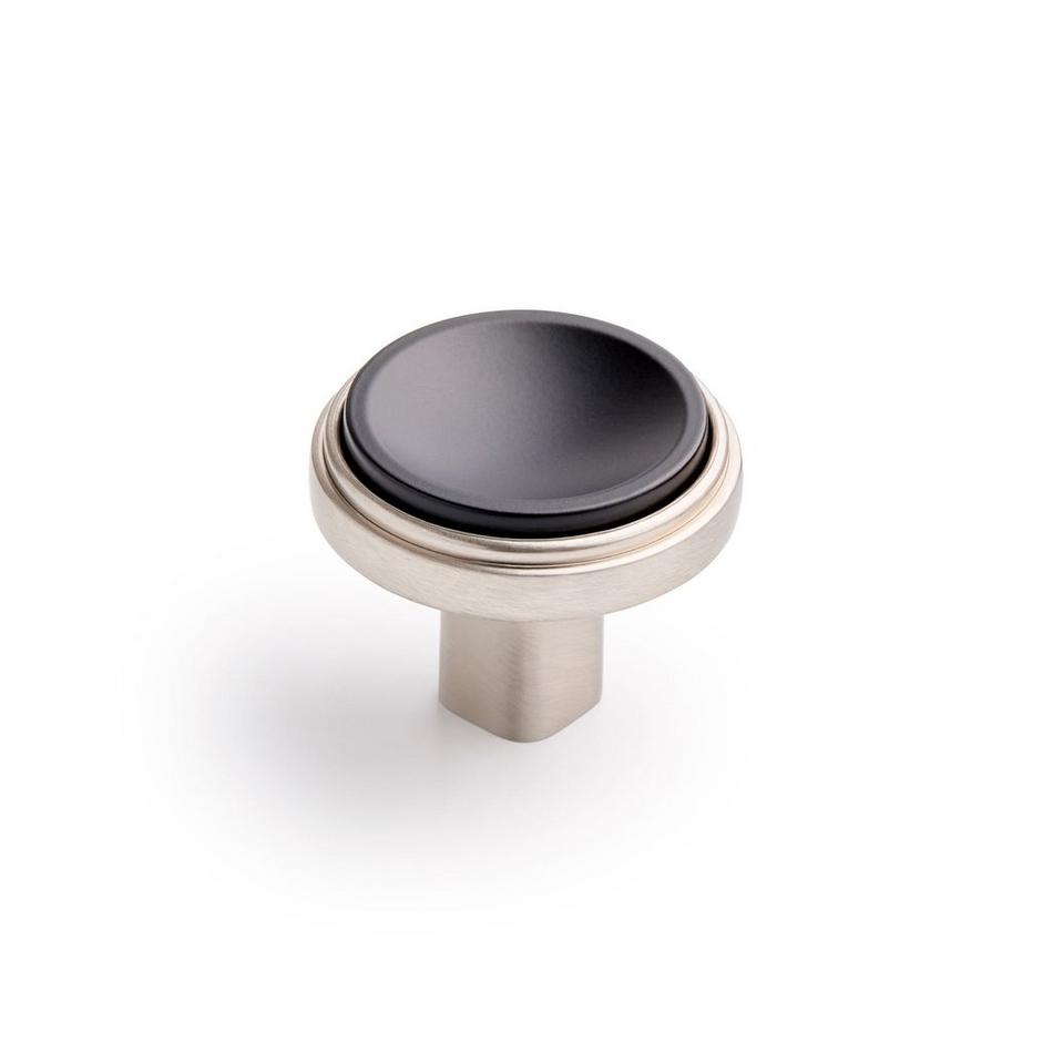 Anberlin Round Two Tone Cabinet Knob Matte Black - Satin Nickel, , large image number 0