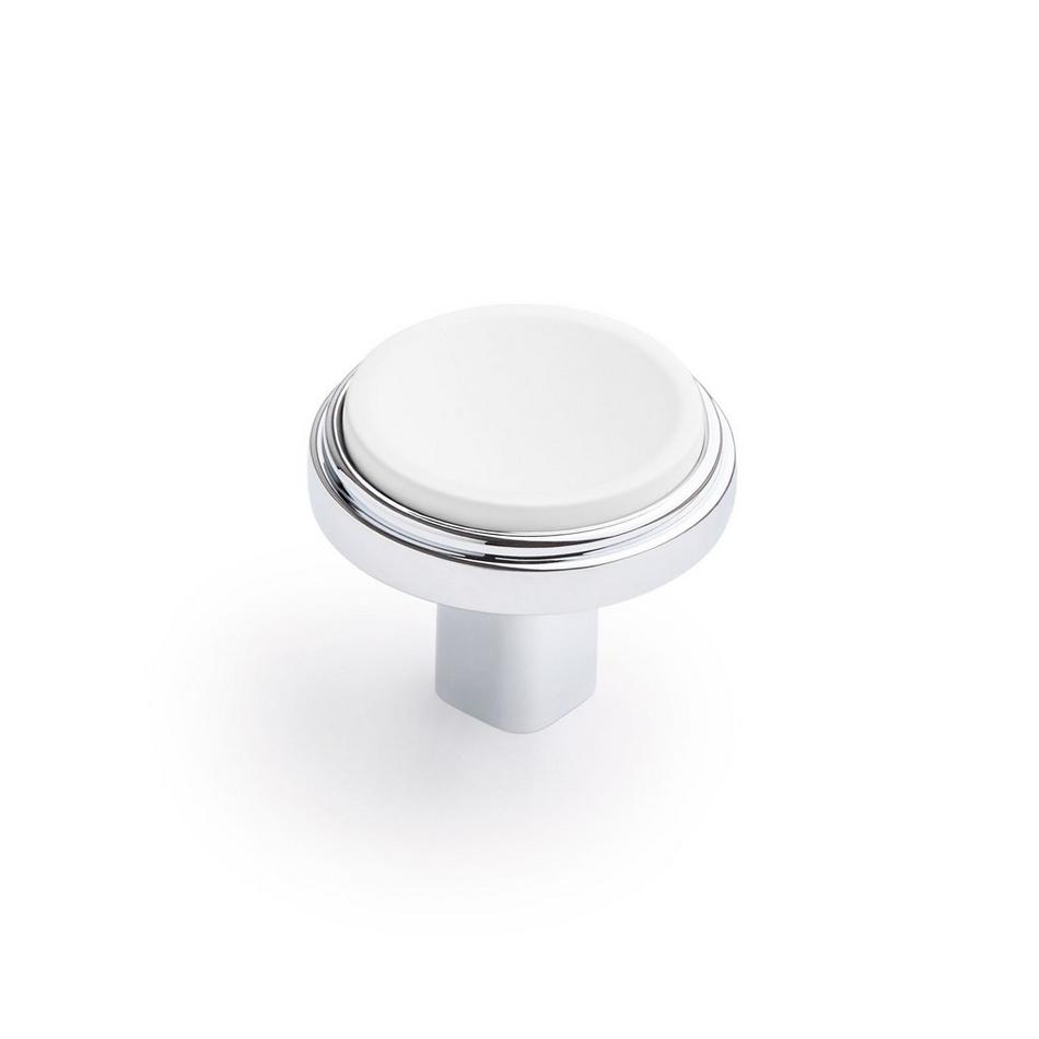 Anberlin Round Two Tone Cabinet Knob Matte White - Polished Chrome, , large image number 0