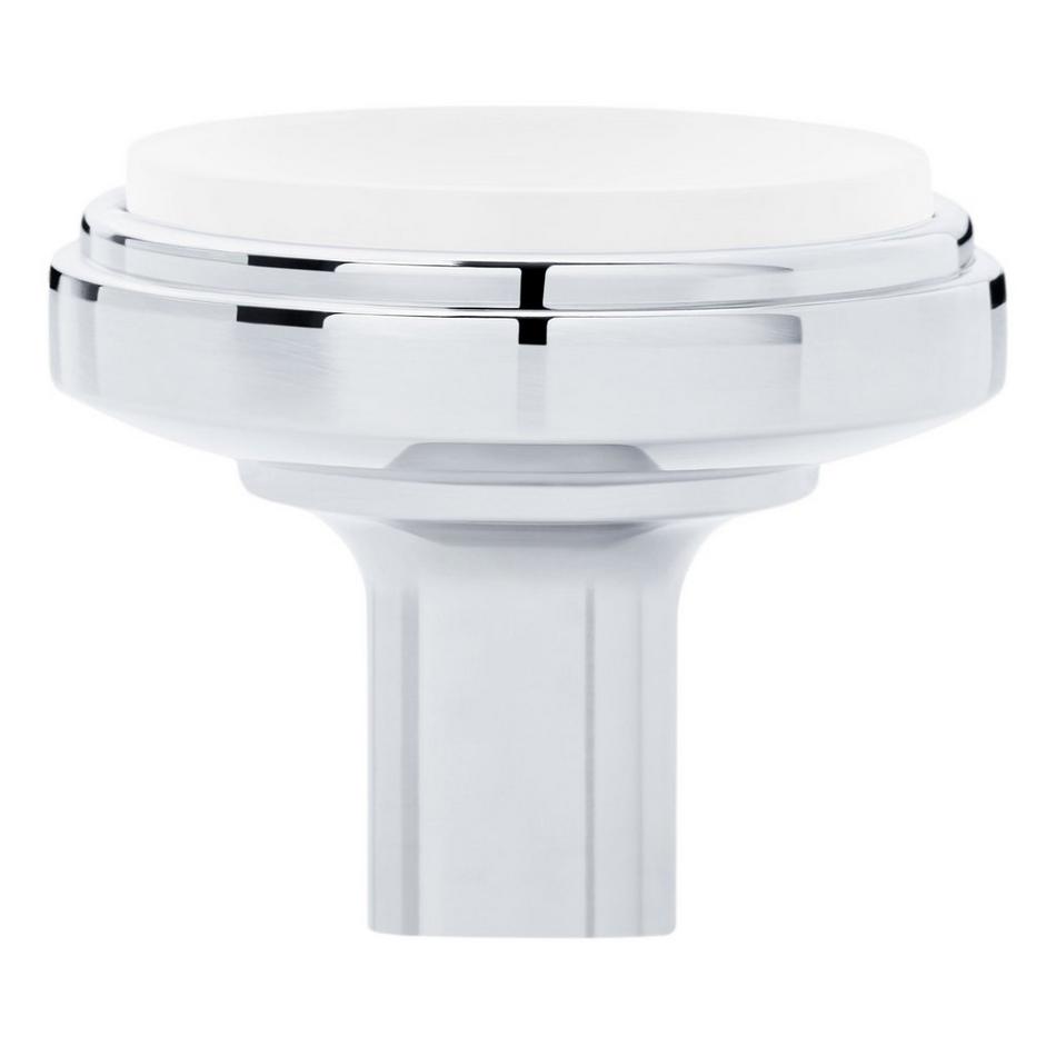 Anberlin Round Two Tone Cabinet Knob Matte White - Polished Chrome, , large image number 2