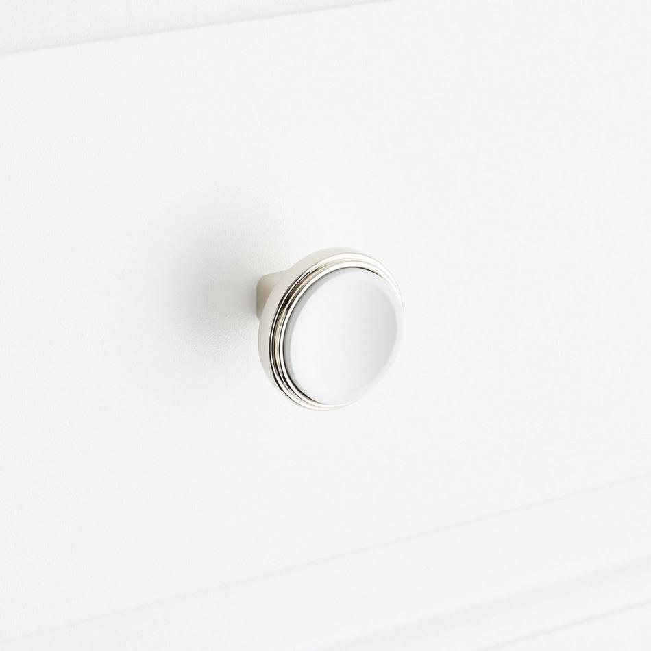 Anberlin Round Two Tone Cabinet Knob Matte White - Polished Nickel, , large image number 5