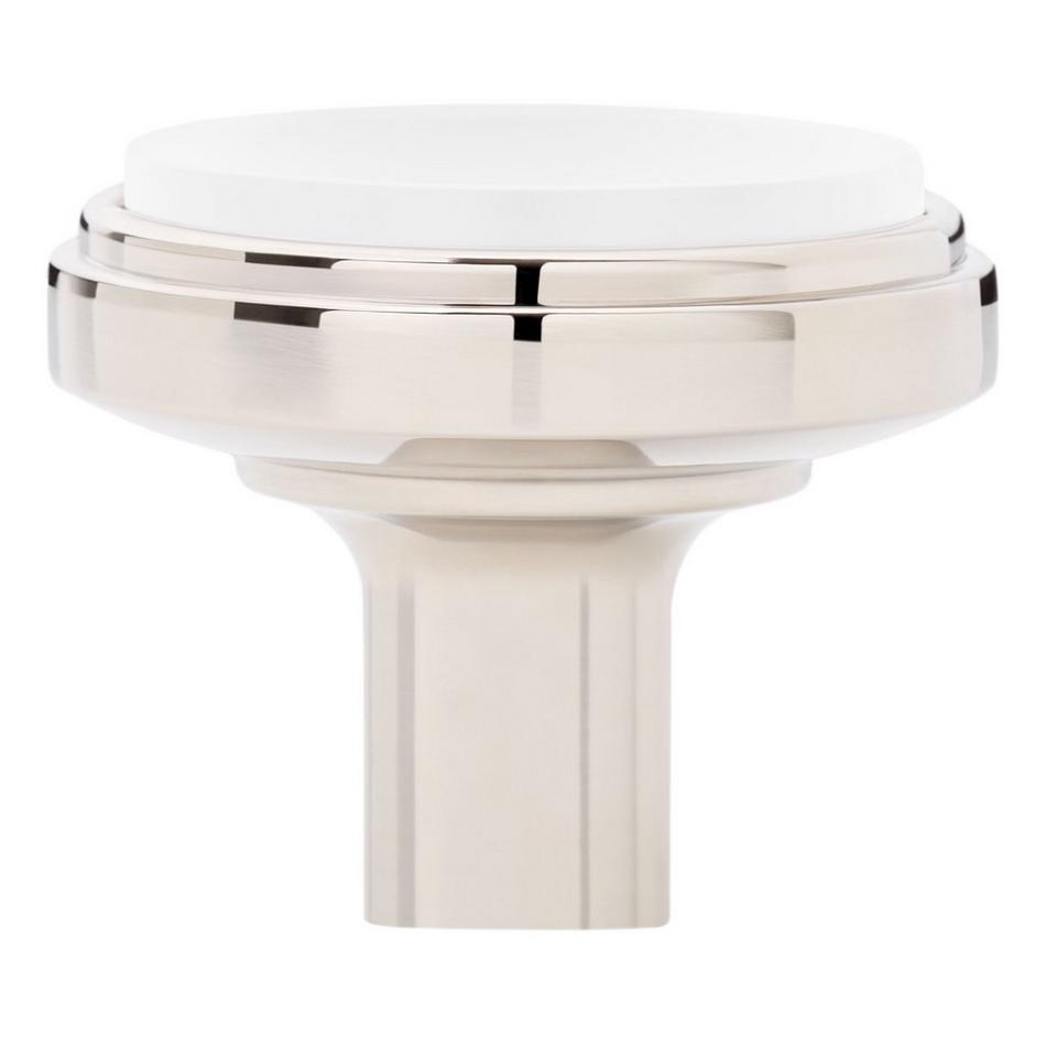 Anberlin Round Two Tone Cabinet Knob Matte White - Polished Nickel, , large image number 2