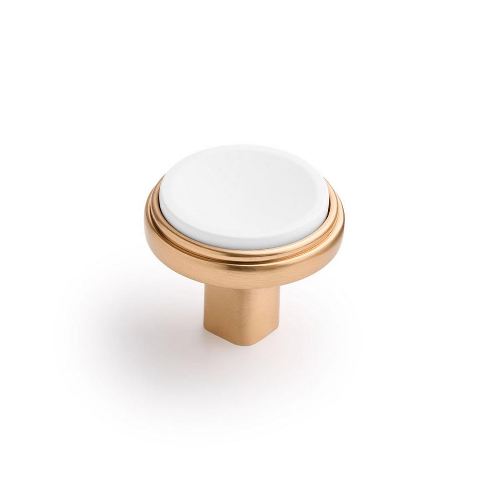 Anberlin Round Two Tone Cabinet Knob Matte White - Champagne Bronze, , large image number 0