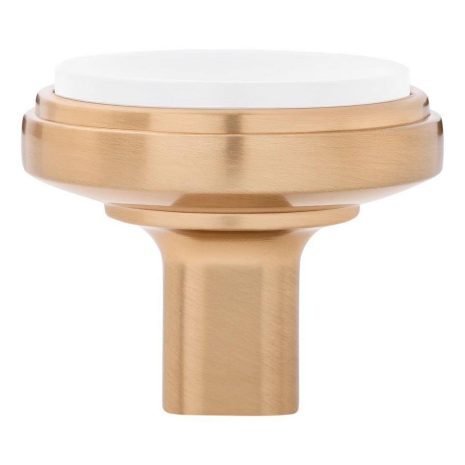 Anberlin Round Two Tone Cabinet Knob Matte White - Champagne Bronze, , large image number 2