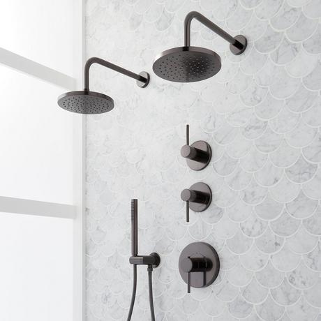Lexia Thermostatic Shower System with Dual Showerheads and Hand Shower