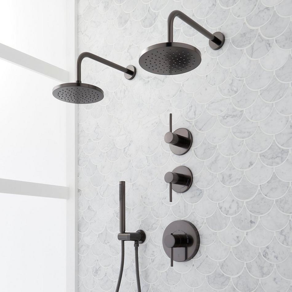 Lexia Thermostatic Shower System with Dual Showerheads and Hand Shower, , large image number 3