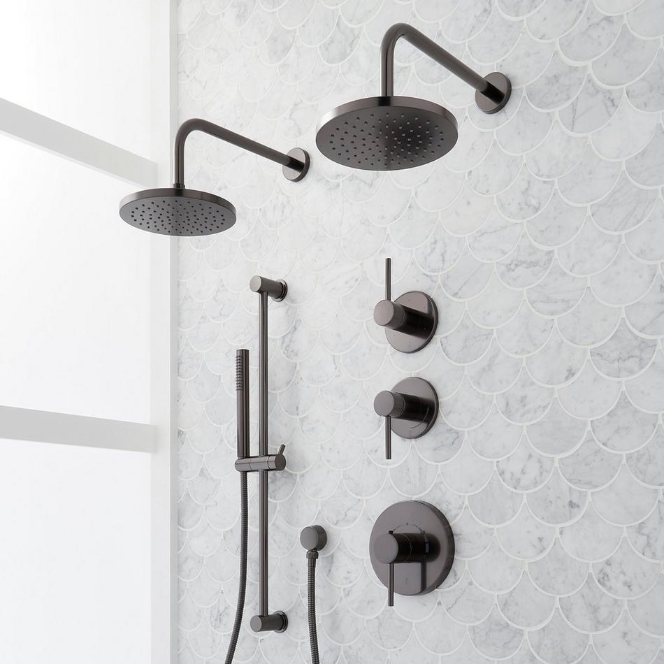 Lexia Thermostatic Shower System with Dual Showerheads, Slide Bar and Hand Shower, , large image number 3