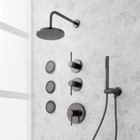 Lexia Thermostatic Shower System with 3 Body Sprays and Hand Shower