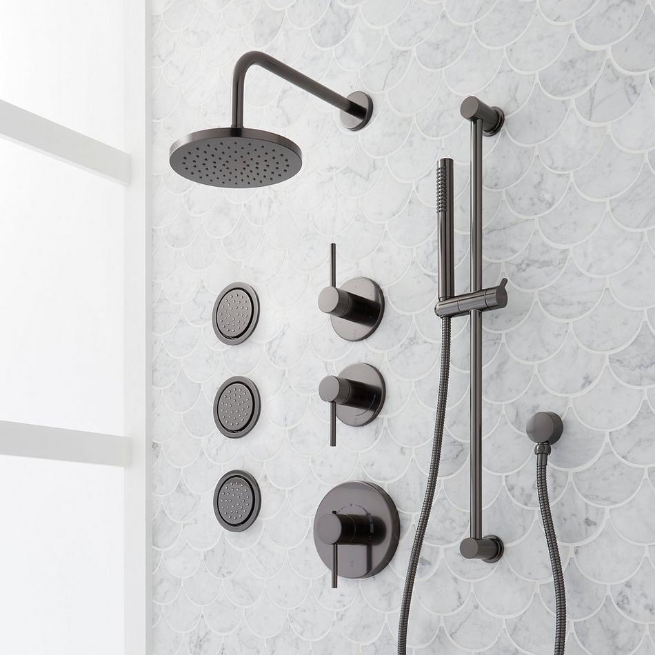 Lexia Thermostatic Shower System with 3 Body Sprays, Slide Bar and Hand Shower, , large image number 3