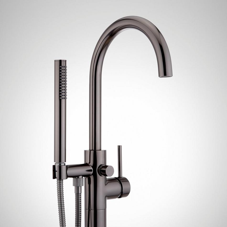 Lexia Freestanding Tub Faucet with Hand Shower and Rough-In Valve with Stops - Gunmetal, , large image number 1