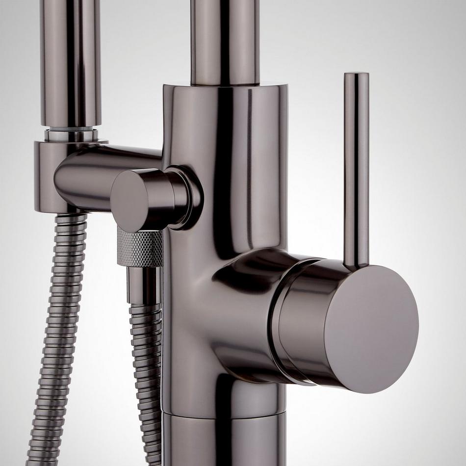 Lexia Freestanding Tub Faucet with Hand Shower and Rough-In Valve with Stops - Gunmetal, , large image number 2
