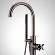 Vassor Freestanding Tub Faucet with Hand Shower and Rough-In Valve with Stops - Gunmetal, , large image number 1