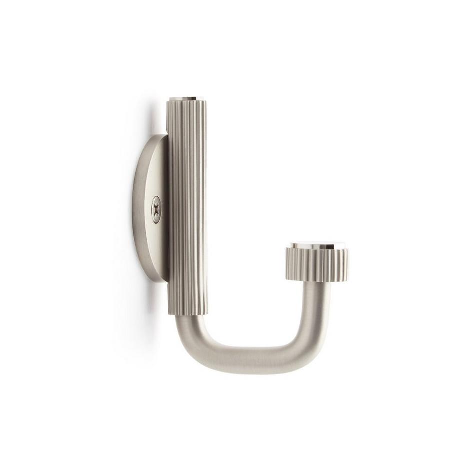 Brixlee Reeded Brass Single Hook - Brushed Nickel/Polished Nickel, , large image number 1