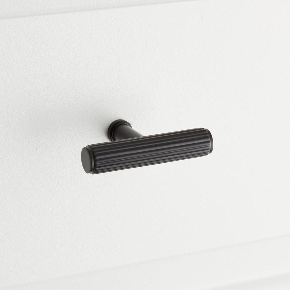Brixlee Reeded Brass T Knob - Matte Black, , large image number 3