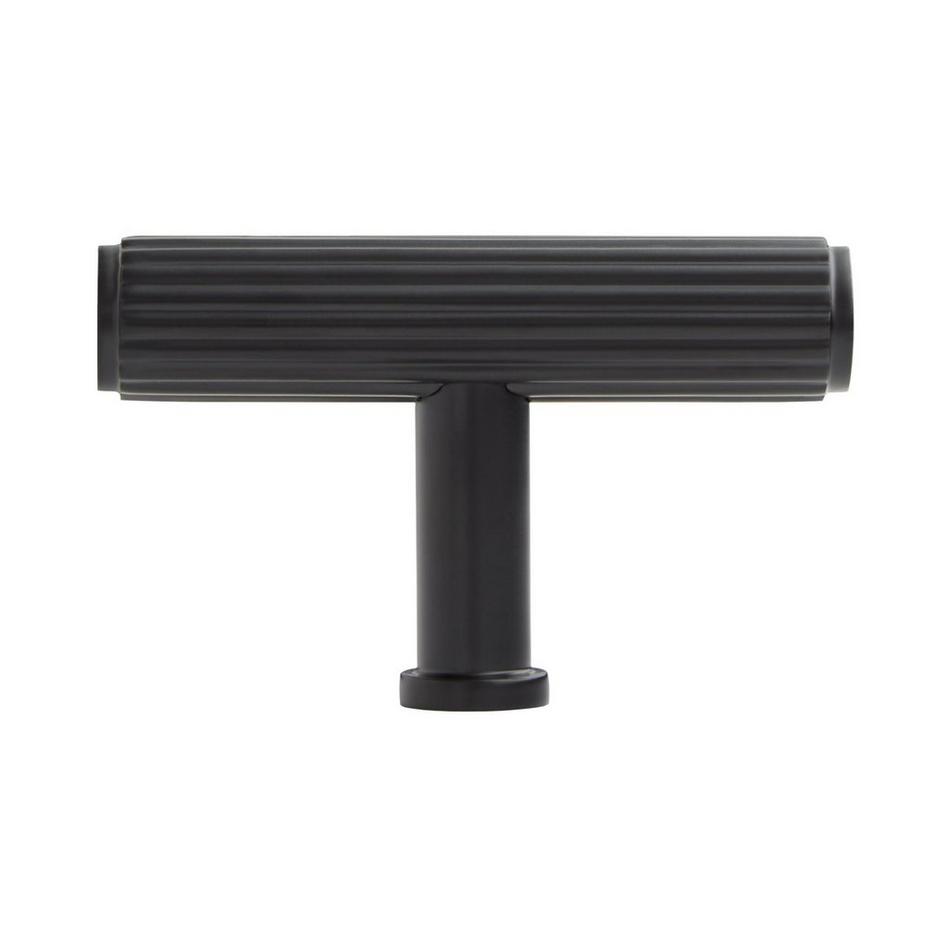 Brixlee Reeded Brass T Knob - Matte Black, , large image number 2