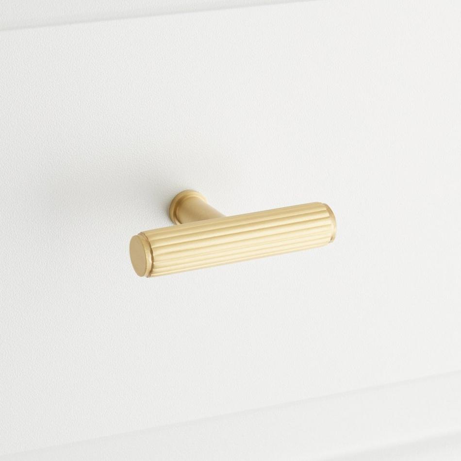 Brixlee Reeded Brass T Knob - Satin Brass, , large image number 3