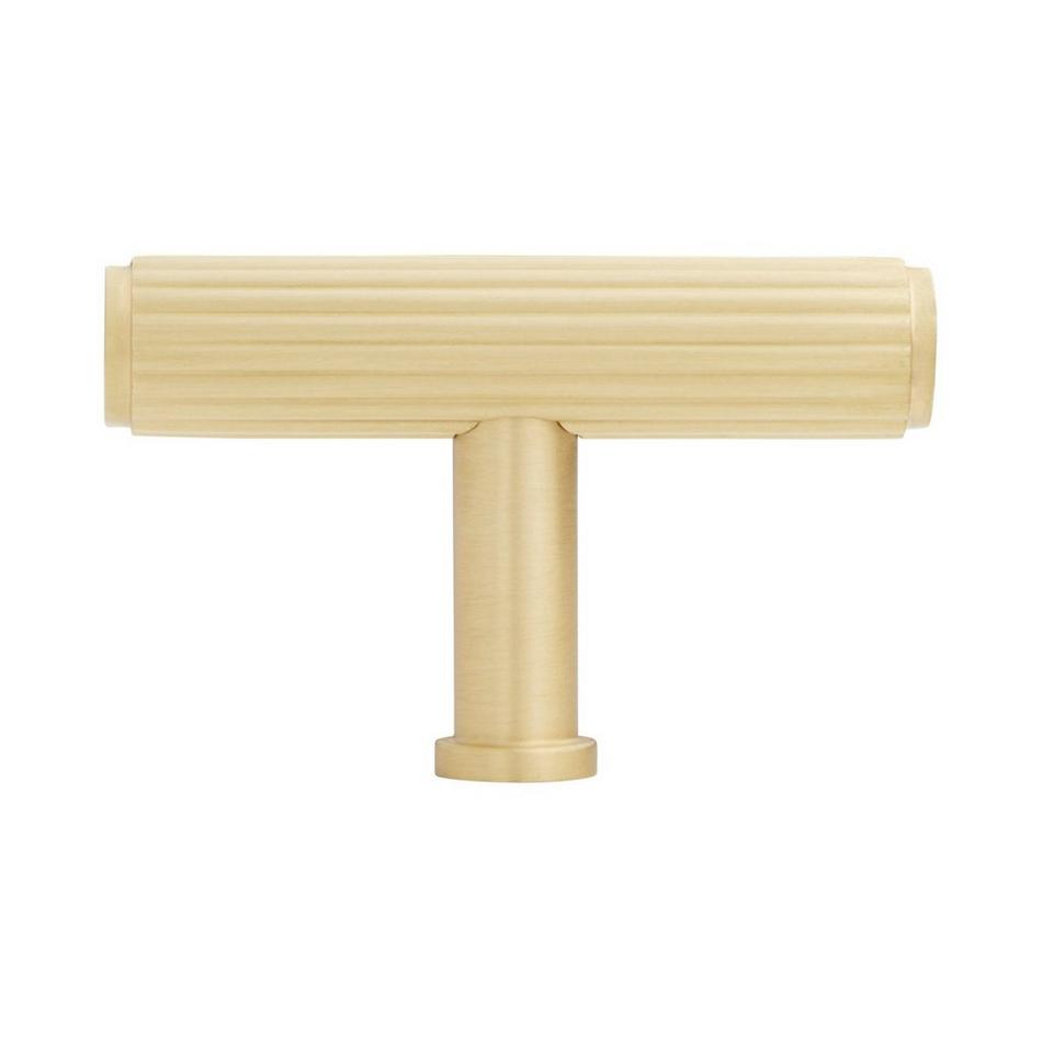 Brixlee Reeded Brass T Knob - Satin Brass, , large image number 2