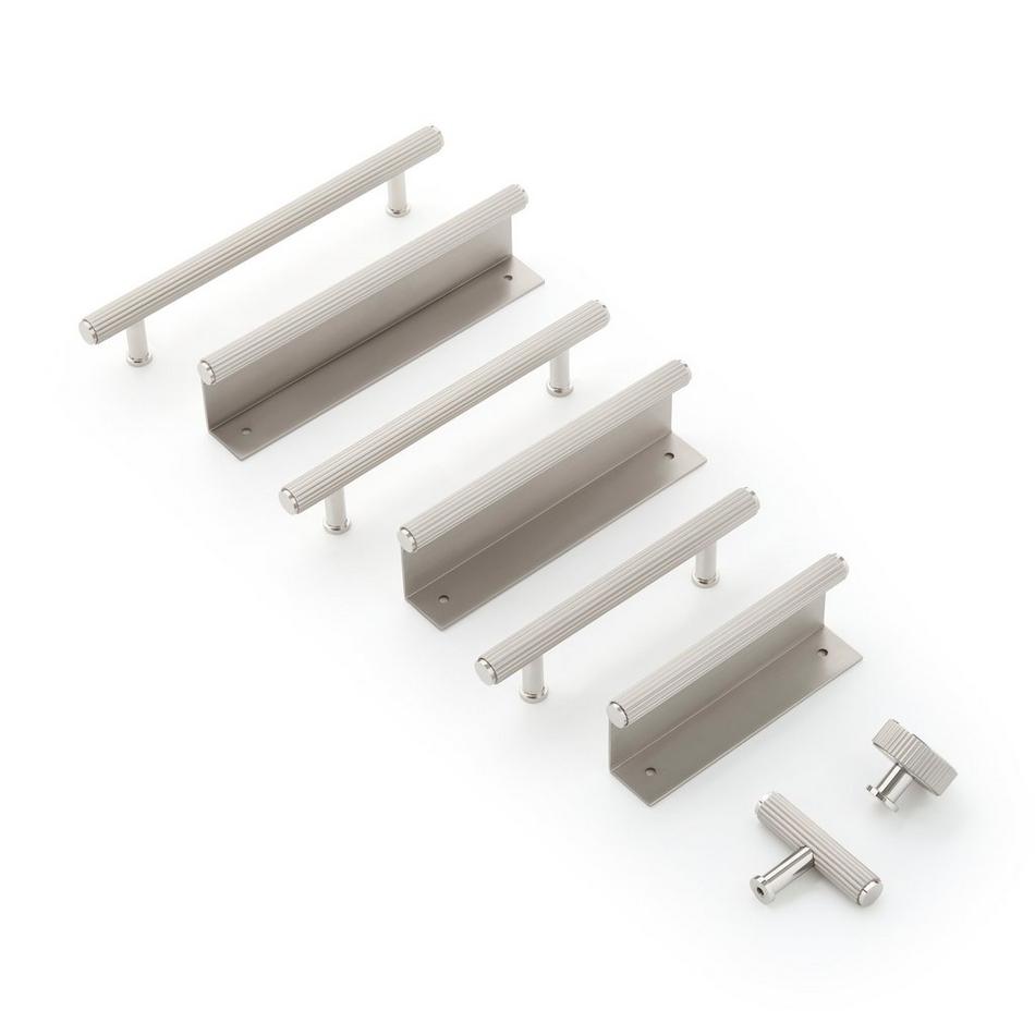 Brixlee Reeded Brass T Knob - Brushed Nickel/Polished Nickel, , large image number 1