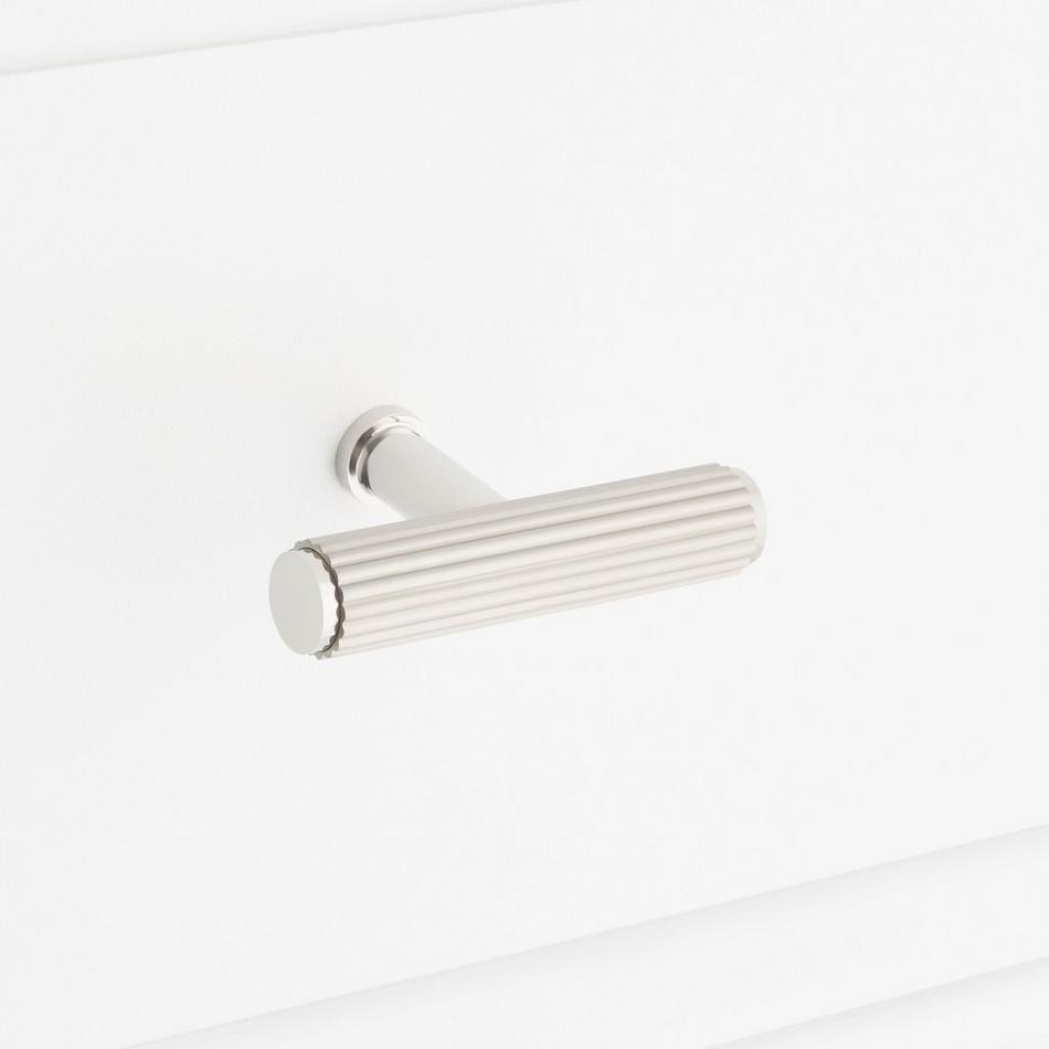 Brixlee Reeded Brass T Knob - Brushed Nickel/Polished Nickel, , large image number 3