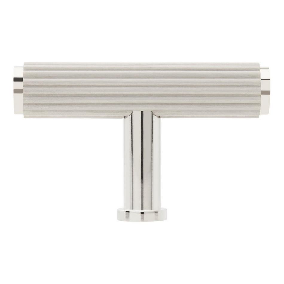 Brixlee Reeded Brass T Knob - Brushed Nickel/Polished Nickel, , large image number 2