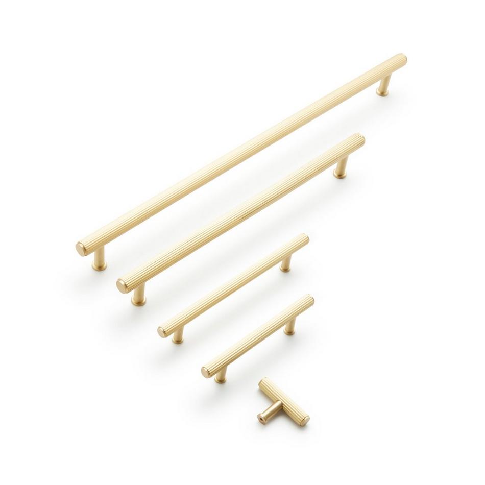 3-3/4" Brixlee Reeded Brass Cabinet Pull - Satin Brass, , large image number 1