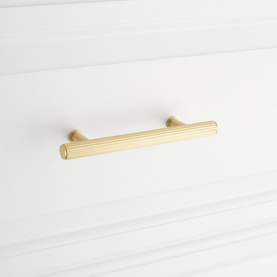 3-3/4" Brixlee Reeded Brass Cabinet Pull - Satin Brass, , large image number 3
