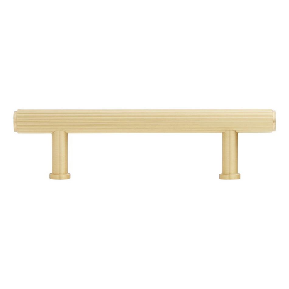 3-3/4" Brixlee Reeded Brass Cabinet Pull - Satin Brass, , large image number 2