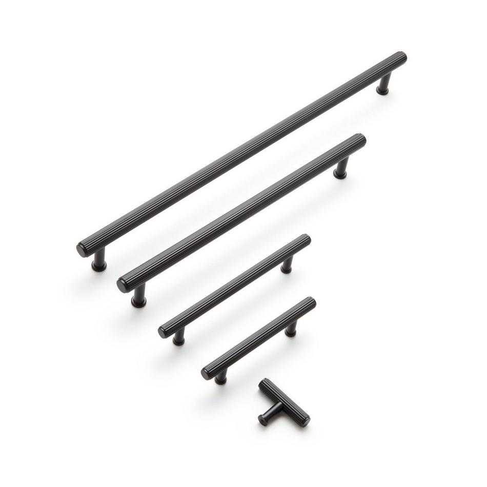 6" Brixlee Reeded Brass Cabinet Pull - Matte Black, , large image number 1