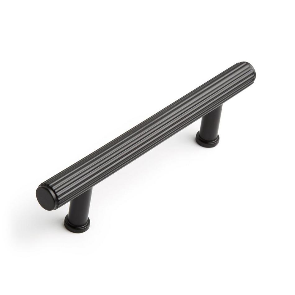 6" Brixlee Reeded Brass Cabinet Pull - Matte Black, , large image number 0