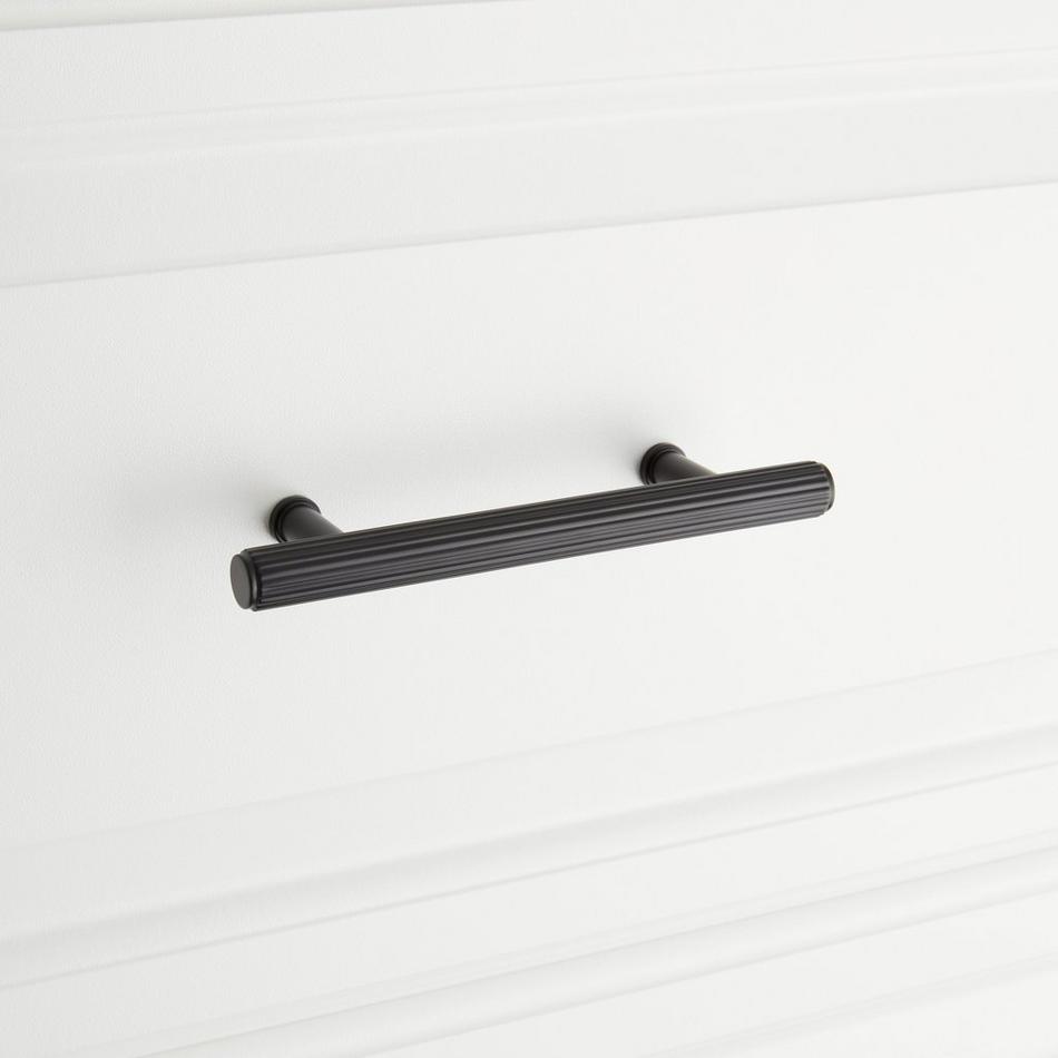 6" Brixlee Reeded Brass Cabinet Pull - Matte Black, , large image number 3